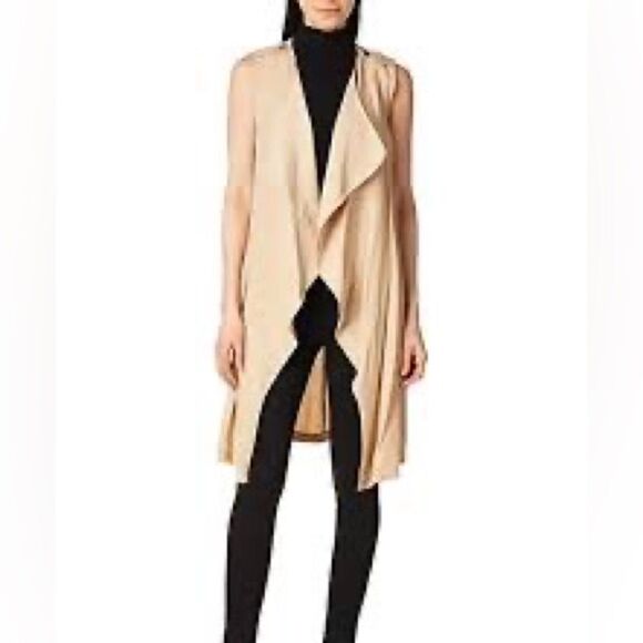 NORDSTROM BB DAKOTA HALLET DRAPE FRONT VEST TENCEL BONE TAN SIZE SMALL - Picture 1 of 11